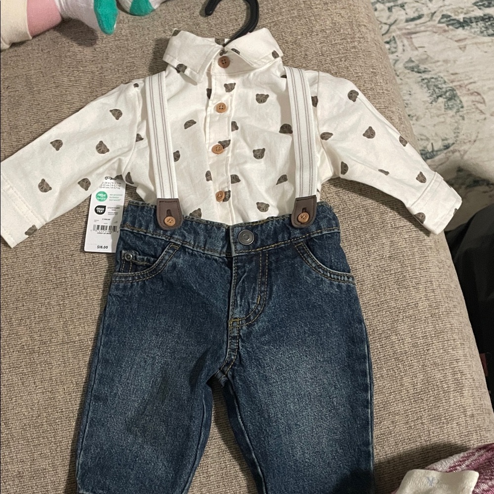 Carter's new bar overall set with button buttons